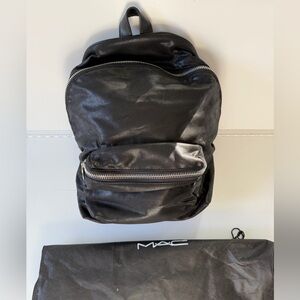 MAC cosmetics black sheen backpack new with duster bag